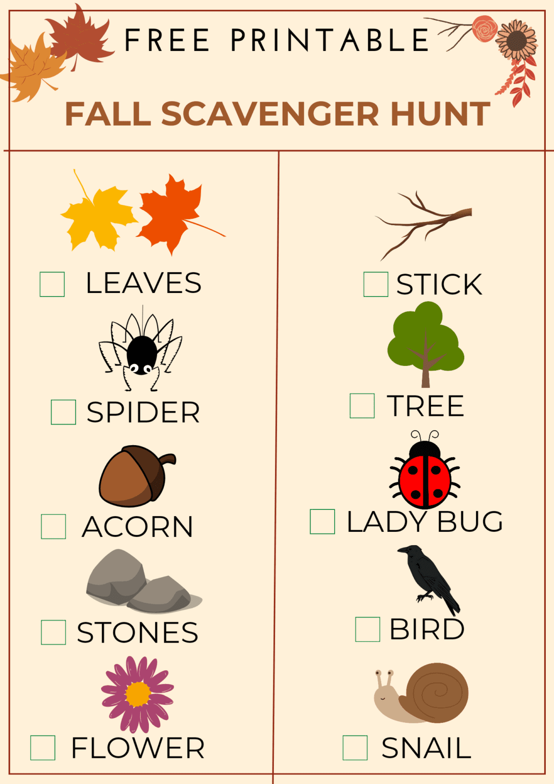 Fall Scavenger Hunts for Kids: Free printable – These Fleeting Days